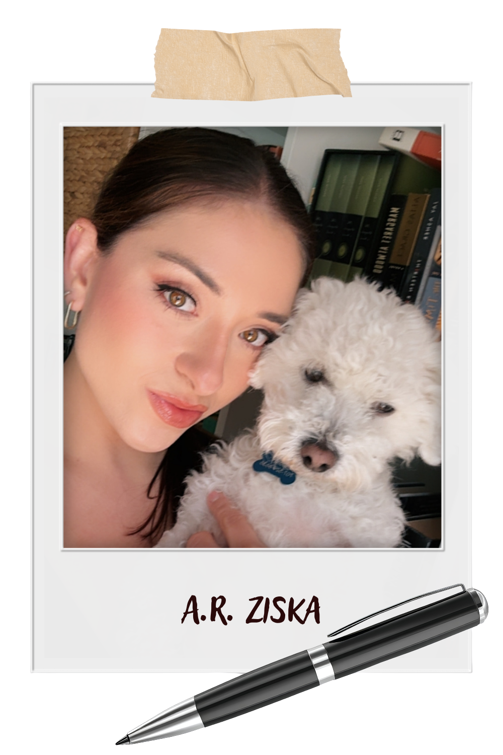 Headshot of A.R. Ziska with her Maltipoo
